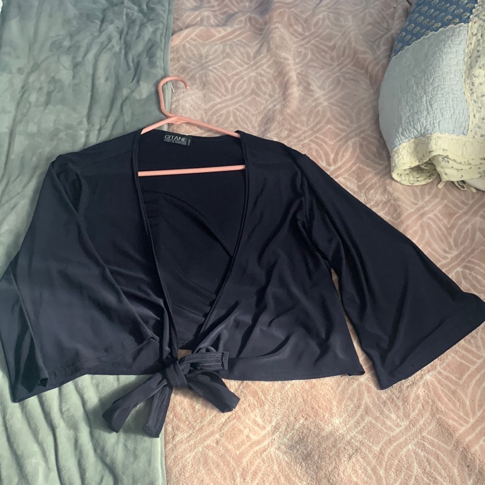 Lightweight spandex tie up cardigan size Lrg